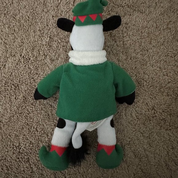 Chick-Fil-A 10" Christmas Cow Elf Green Plush Littl Helpr Eat Mor Chikin' w/ Hat - Picture 3 of 4